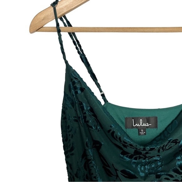 LULUS Noelle Forest Green Cowl Neck Slip Velvet Midi/Maxi Dress - Picture 7 of 8